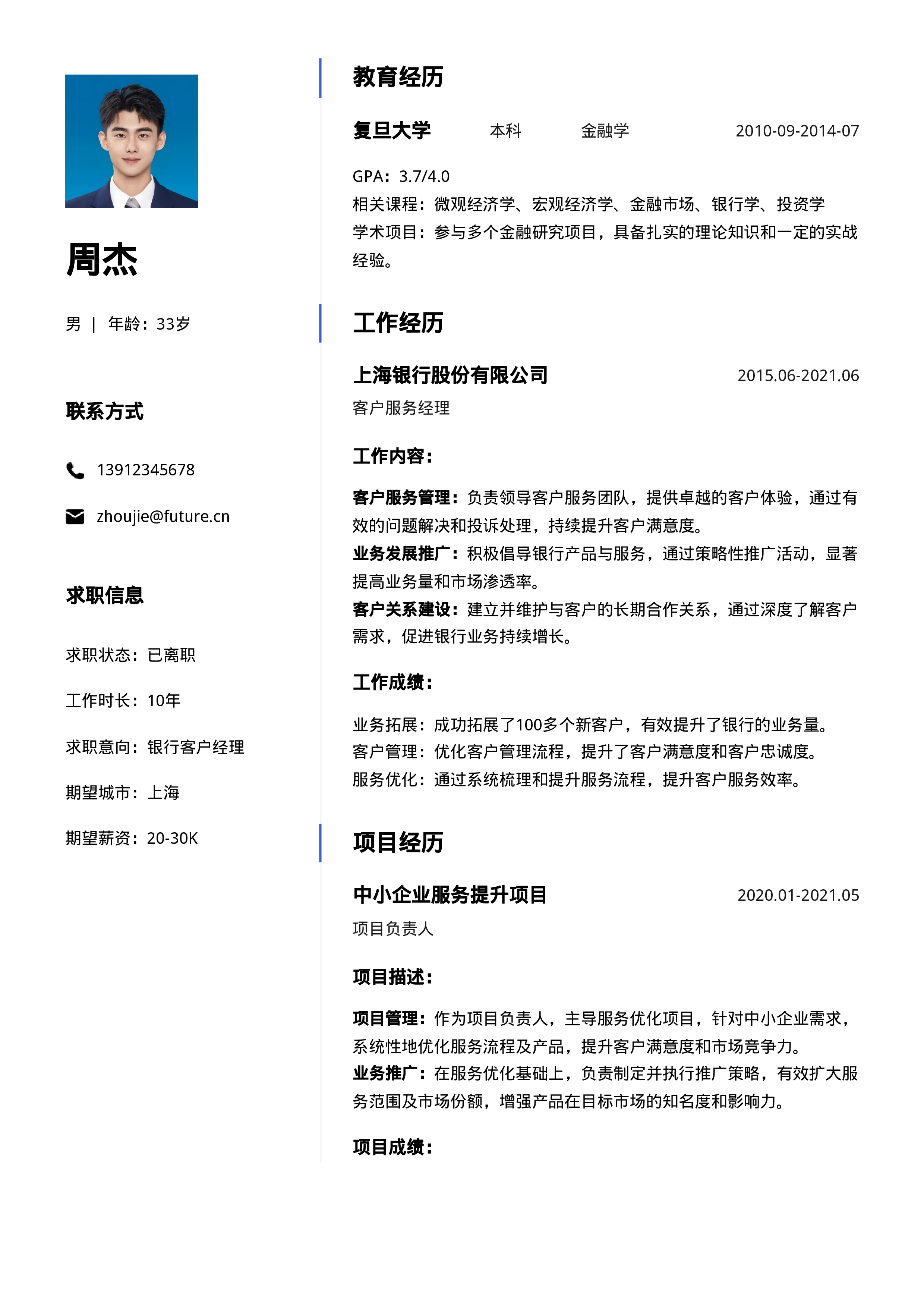 银行应聘简历模板下载(应聘银行工作简历模板电子版)